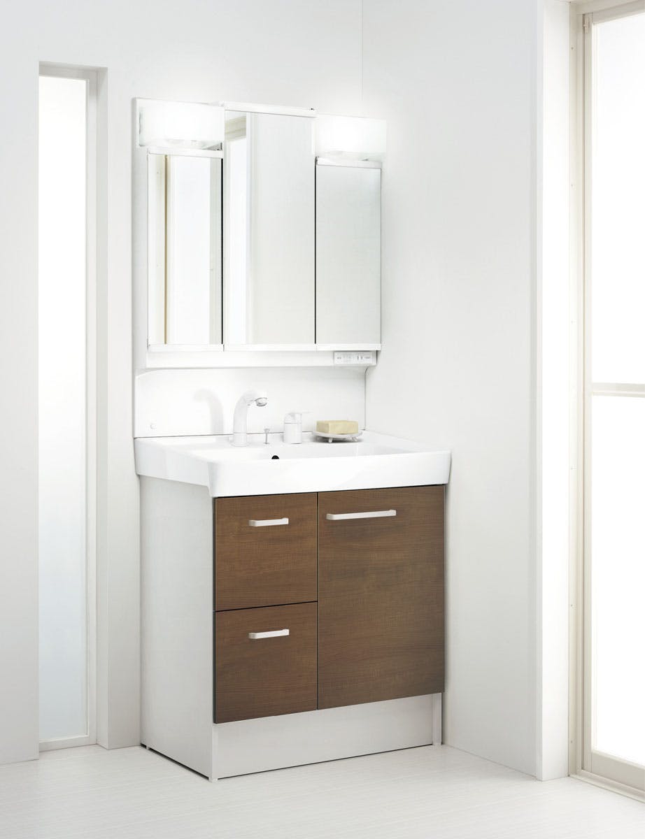 洗面化粧台D7シリーズ750間口 片引出扉 シングルレバー洗髪シャワー水